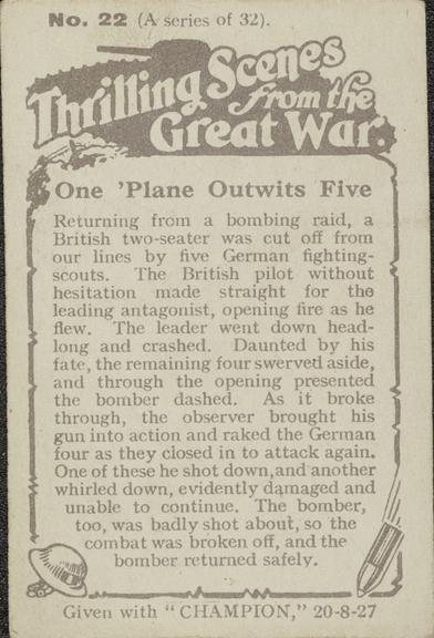 'Thrilling scenes from the Great War' cards