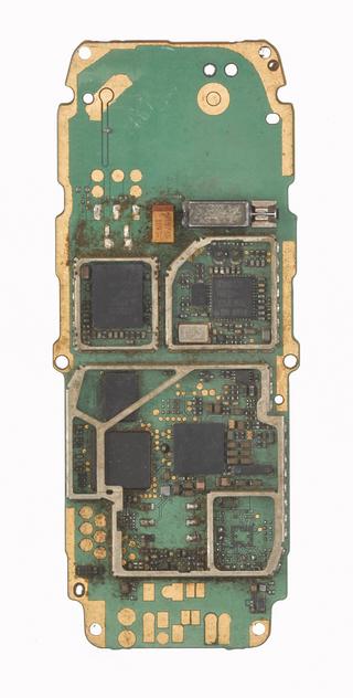 Mobile telephone motherboard (from mobile phone repair workshop), 1990-2012