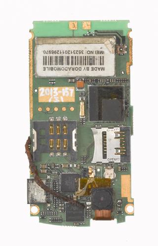 Mobile telephone motherboard (from mobile phone repair workshop), 1990-2012