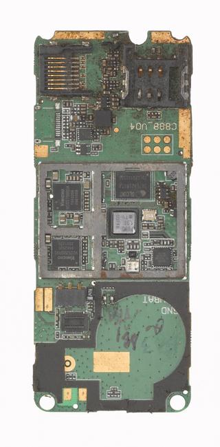 Mobile telephone motherboard (from mobile phone repair workshop), 1990-2012