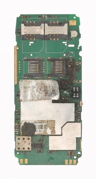 Mobile telephone motherboard (from mobile phone repair workshop), 1990-2012