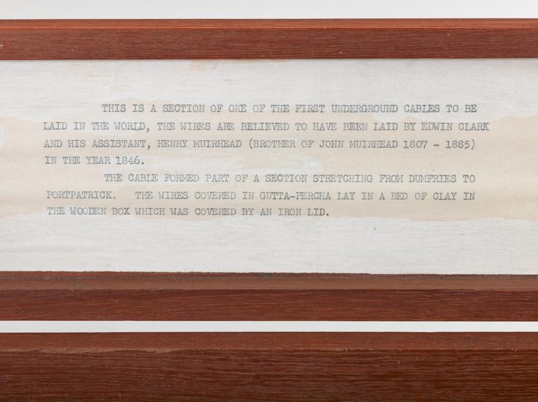 case for section of early underground telegraph cable, 1846