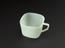 Square picnic cup and saucer of pale green polyethylene