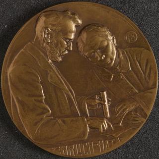 Bronze medal commemorating Dr. Paul Ehrlich and his assistant Hata on their discovery of Salvarsan or 606