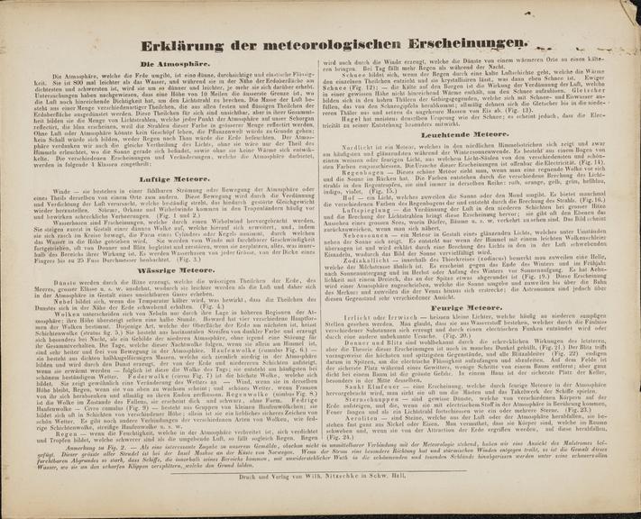 Lithograph, astronomical diagram. Diagram of Meteorology