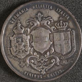 Circular silver medal
