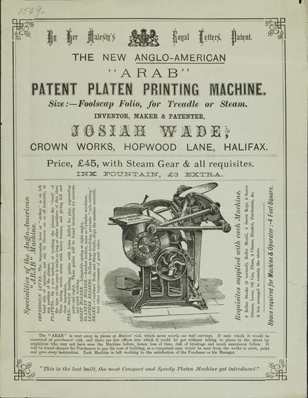 Advertisement for printing machine