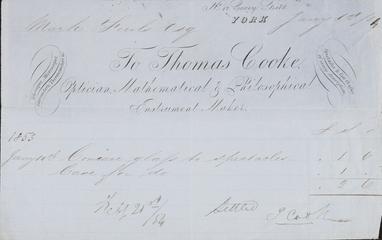 Receipt with letter heading. Thomas Cooke