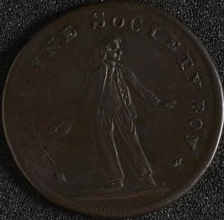 Token, copper, 28mm diameter. Middlesex halfpenny