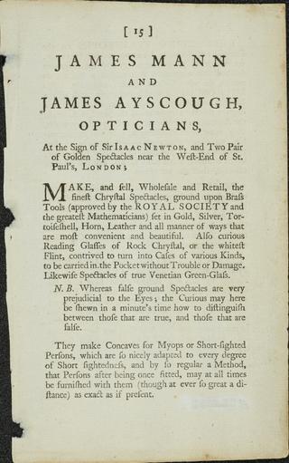 Trade card: James Mann and James Ayscough