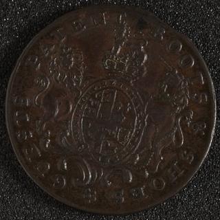 Middlesex and London halfpenny token for Guests boots and shoes