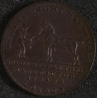 London halfpenny token for saddlers and whip makers