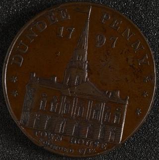 Token, copper, 32mm diameter. Dundee penny