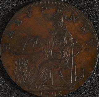 Emsworth halfpenny token for grocer and tea dealer, 1793