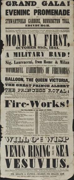 Handbill. Grand Gala and Evening Promenade, ... Edinburgh