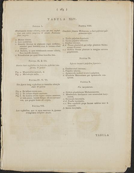 Tabula XLV illustrating cross-sections of the human eye and