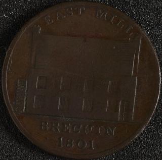 Token, copper, 28mm diameter. Brechin halfpenny