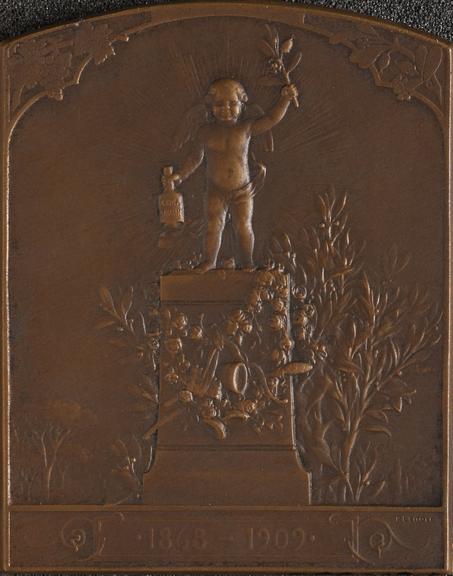 Rectangular bronze plaque advertising Vin Mariani