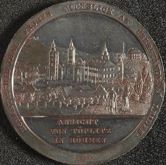 silver alloy medal commemorating discovery of Teplicasarov spa