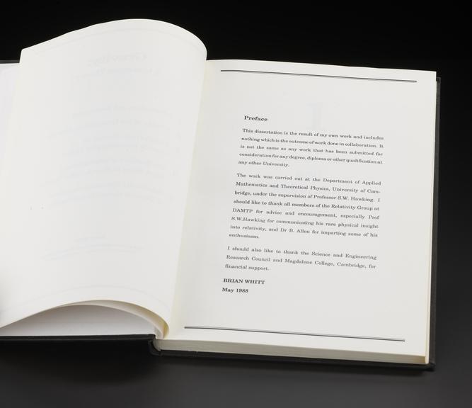 PhD thesis by Hawking's student Brian Whitt
