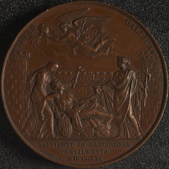 Bronze medal commemorating 5 French doctors who assisted in