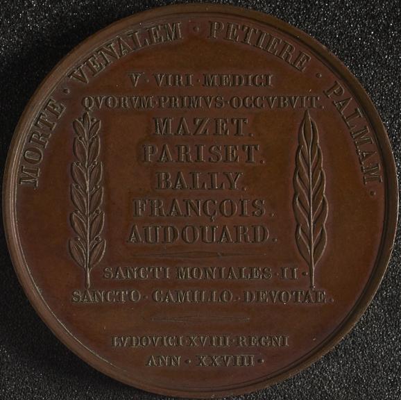 Bronze medal commemorating 5 French doctors who assisted in
