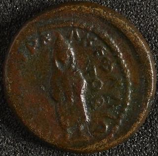 Bronze coin with head of Hadrian on obverse and Telesphorous on reverse
