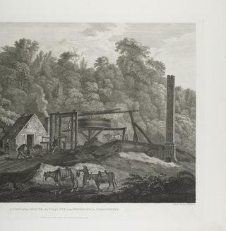 Engraving: A view of the mouth of a coalpit near Broseley in Shropshire