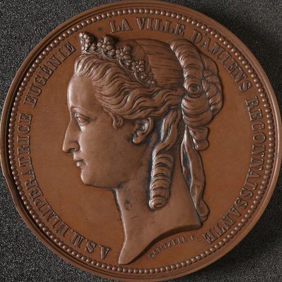 Bronze medal commemorating the visit of the Empress Eugenie to
