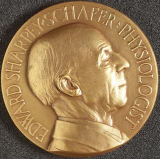 Gilt medal commemorating Sir Edward Sharpey-Schafer