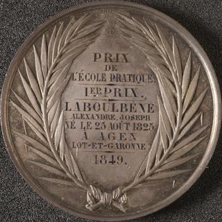 Medal, silver, first prize awarded by the Faculty of Medicine