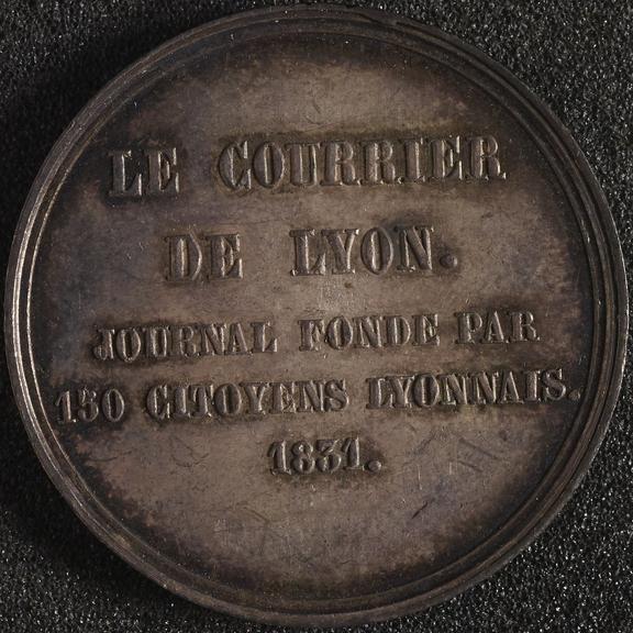 Medal, silver, commemorating founding of \"The Courier of Lyon\"