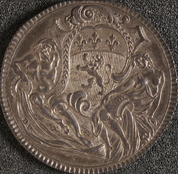 Silver medal or token with reeded edge commemorating