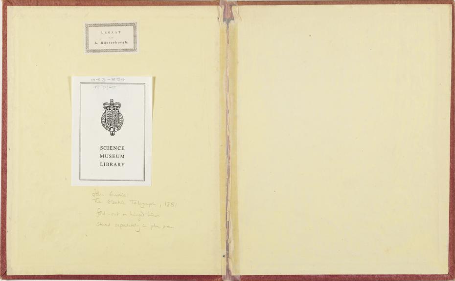 Cover or folder for hand coloured engraving of the Electric Telegraph