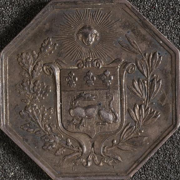 Trade token(?), silver, of sappers and firemen of
