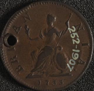Farthing coin of George II