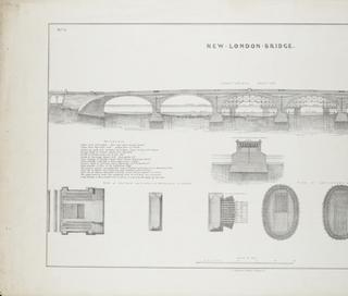 Lithograph showing New London Bridge