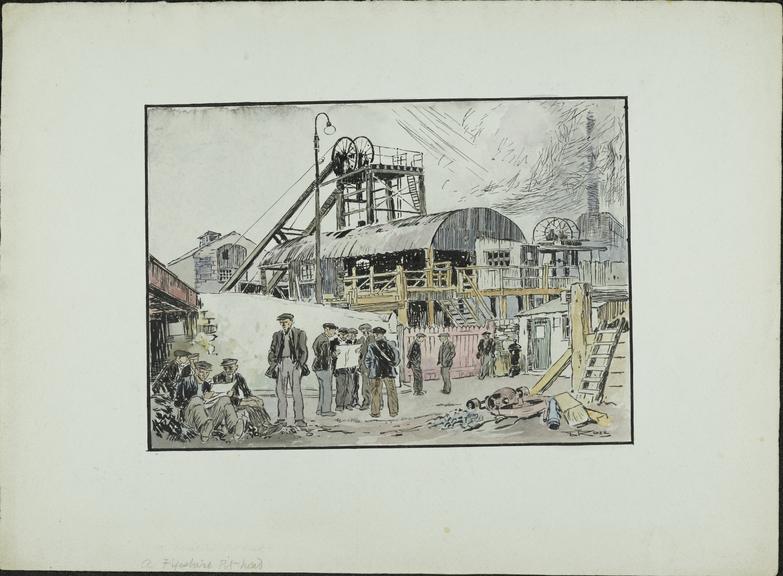 Ink and watercolour, A Fifeshire Pit Head