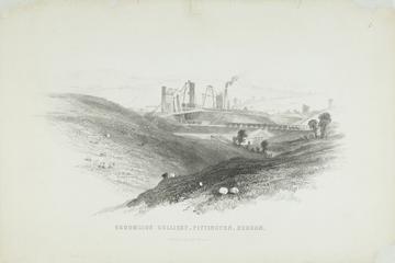 Print, etching. 'Broomside Colliery, Pittington, Durham'