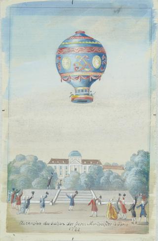 Ascension du  ballon des freres Montgolfier a Paris 1783