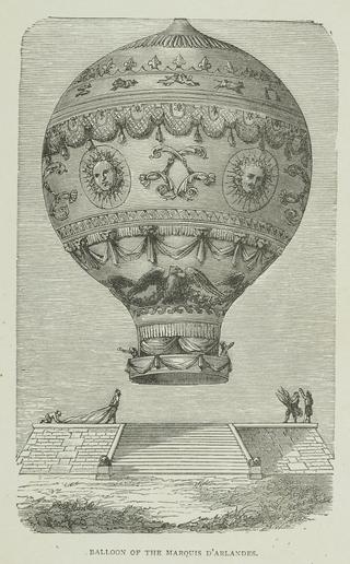 Print, steel engraving: Balloon of the Marquis D'Arlandes