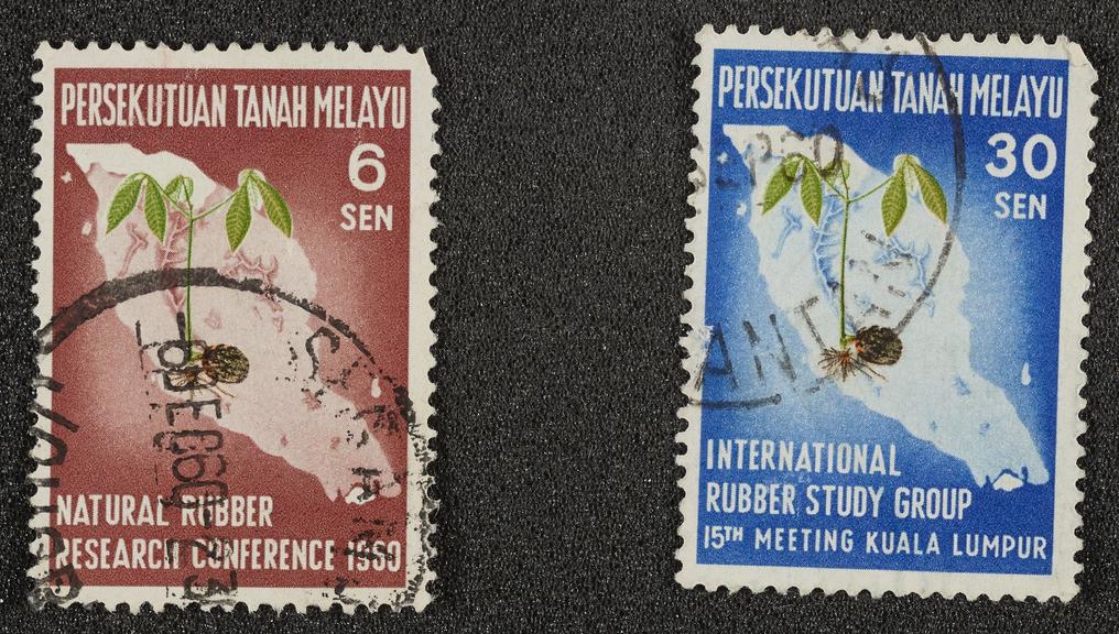 Set of two stamps (used) 6 cents National Rubber Research