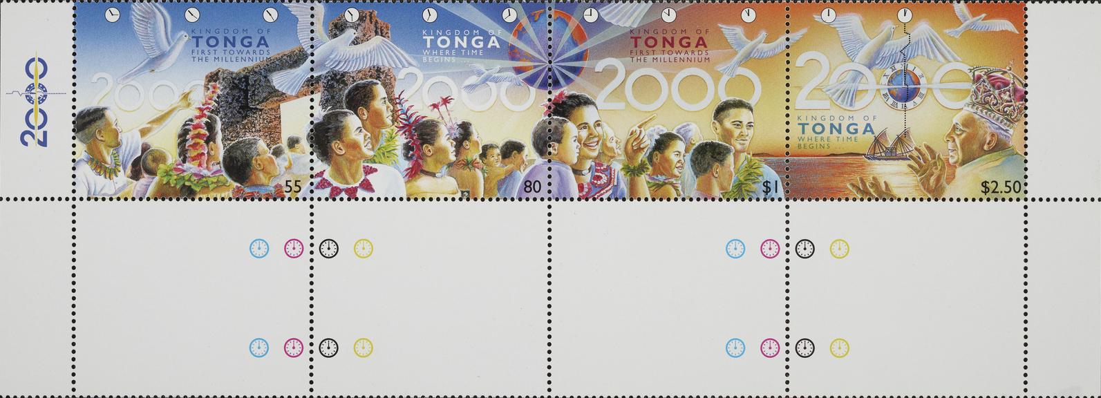 Strip of four stamps celebrating the Millennium