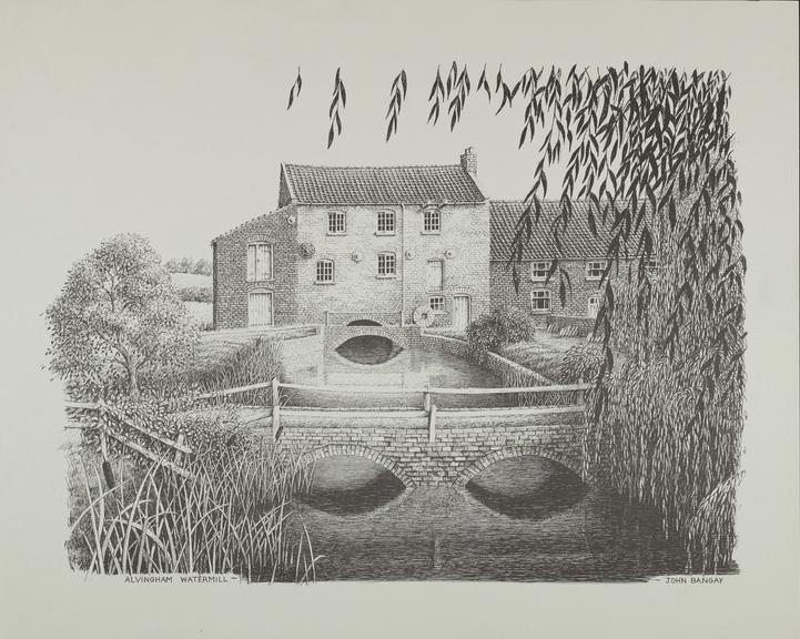 Print: Alvingham watermill.