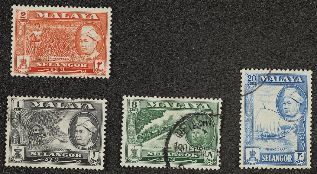 Four stamps from a set (used) 1 cent Copra