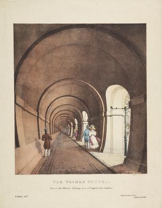 Print: The Thames Tunnel. View of the Western Archway