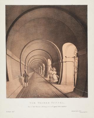 Print: The Thames Tunnel. View of the Western Archway