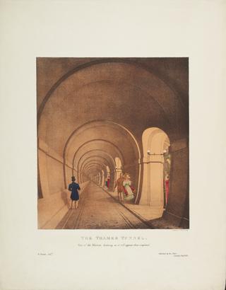 Print: The Thames Tunnel. View of the Western Archway