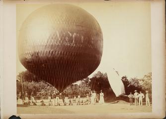 photograph. balloon ready for flight. 1885-1890.