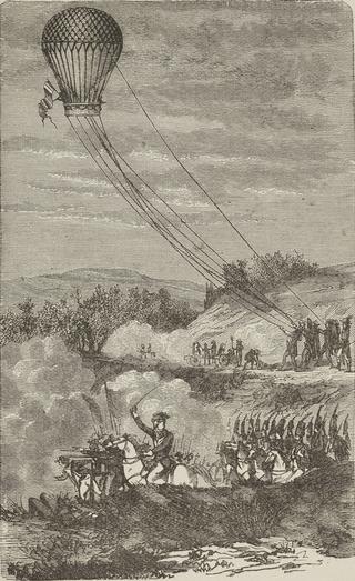 Print, steel engraving: Employment of a Balloon at the Battle of Fleurus